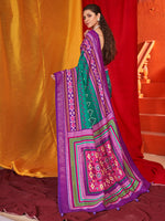 Thumbnail for NOZ2TOZ Women's Tussar Silk Purple Printed Designer Saree With Blouse Piece - Distacart