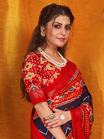 Thumbnail for NOZ2TOZ Women's Tussar Silk Red Printed Designer Saree With Blouse Piece - Distacart