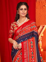 Thumbnail for NOZ2TOZ Women's Tussar Silk Red Printed Designer Saree With Blouse Piece - Distacart