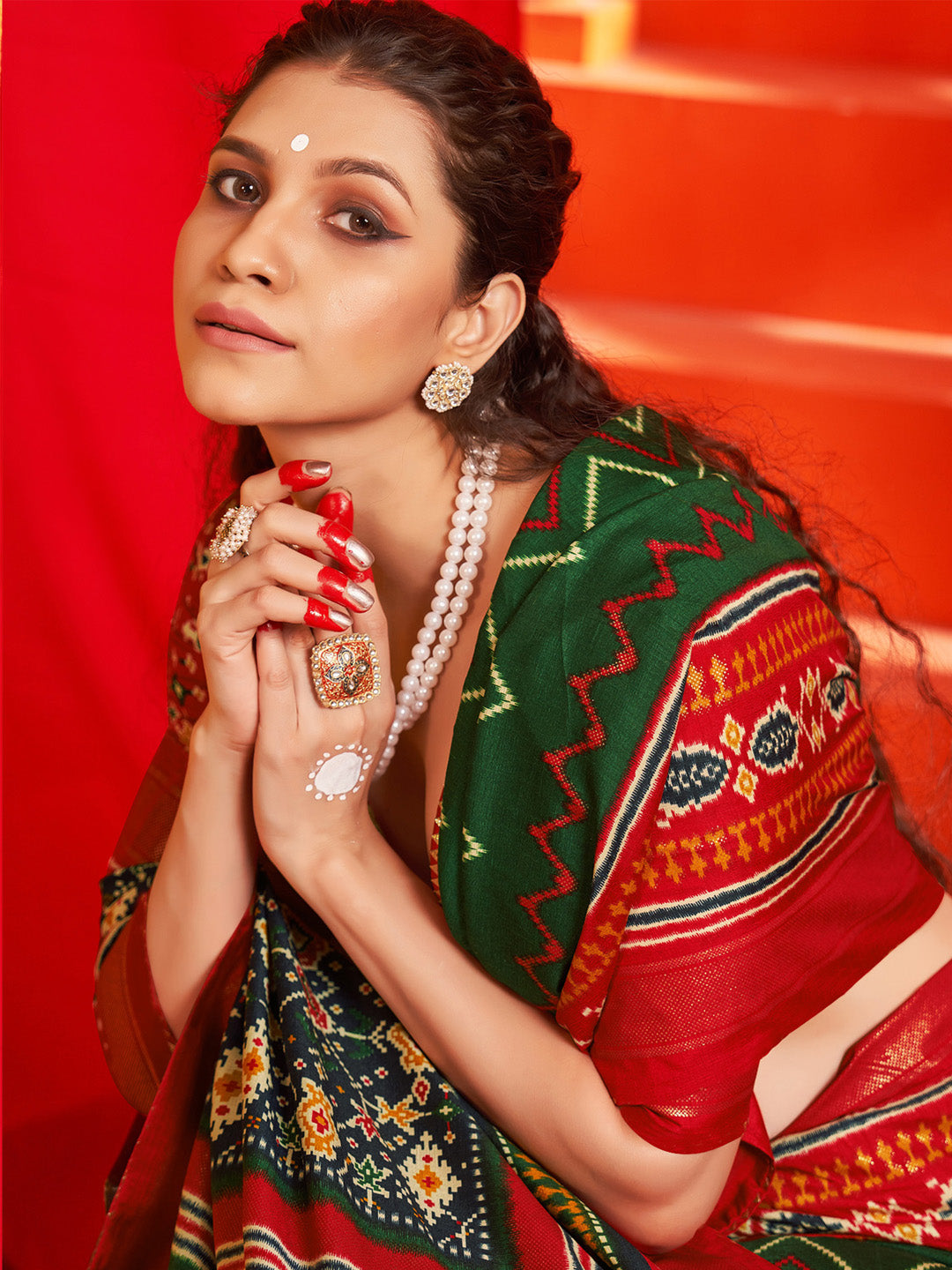 NOZ2TOZ Women's Tussar Silk Red Printed Designer Saree With Blouse Piece - Distacart