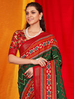 Thumbnail for NOZ2TOZ Women's Tussar Silk Red Printed Designer Saree With Blouse Piece - Distacart