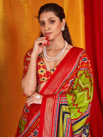 Thumbnail for NOZ2TOZ Women's Tussar Silk Red Printed Designer Saree With Blouse Piece - Distacart