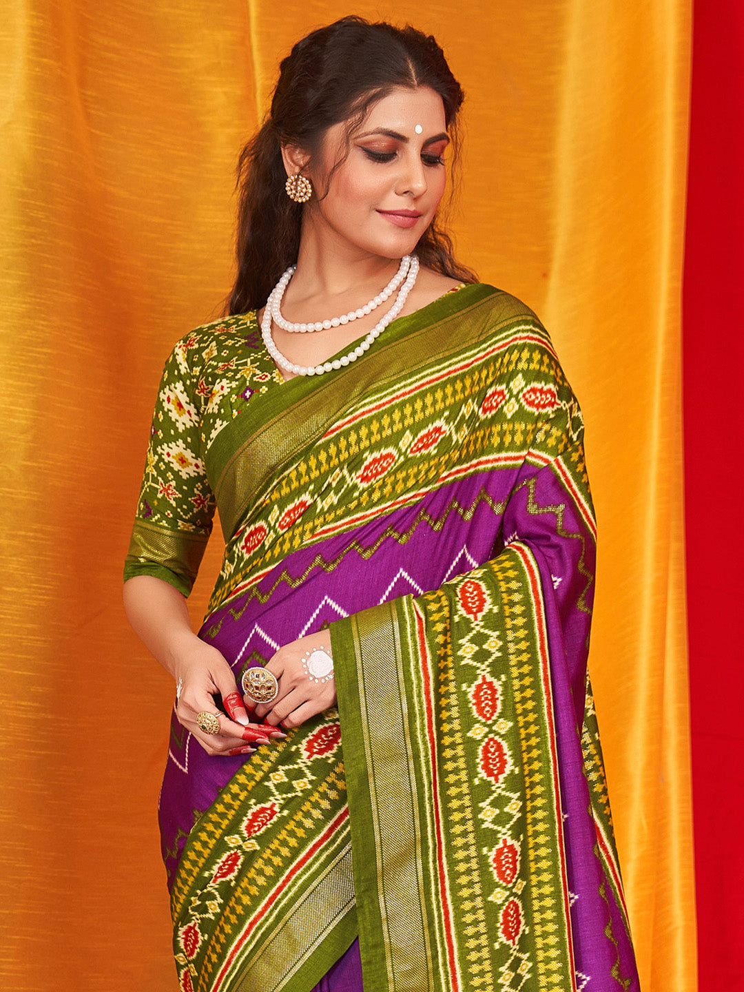 NOZ2TOZ Women's Tussar Silk Olive Printed Designer Saree With Blouse Piece - Distacart