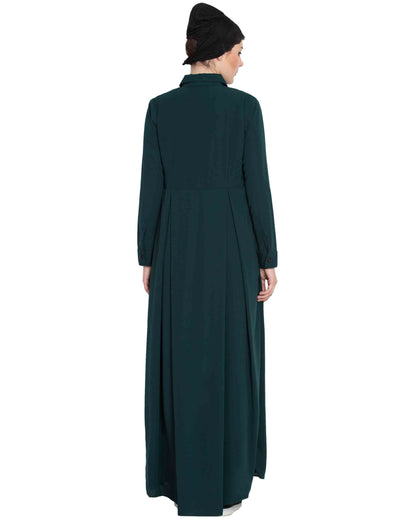 Bashariya Front Open Abaya In Firdaus Fabric With Fabric Belt and Side Pockets - Distacart