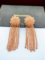Thumbnail for Inhanns Handmade Crystal Waterfall Earrings - Long - Peach Big - Distacart