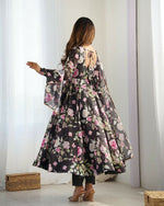 Thumbnail for Joban Fashion Black Kurta Set Organza Sequin Embroidery Work - Distacart