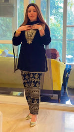 Thumbnail for Lehenga Mart Styleylish Velvet Sequence Embroidery Work Suit Pant With Dupatta -Black