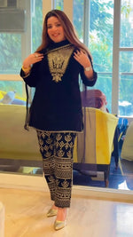 Thumbnail for Lehenga Mart Styleylish Velvet Sequence Embroidery Work Suit Pant With Dupatta -Black