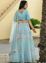 Thumbnail for Lehenga Mart Designer Wedding Lehenga Choli For Women - Aqua - Distacart