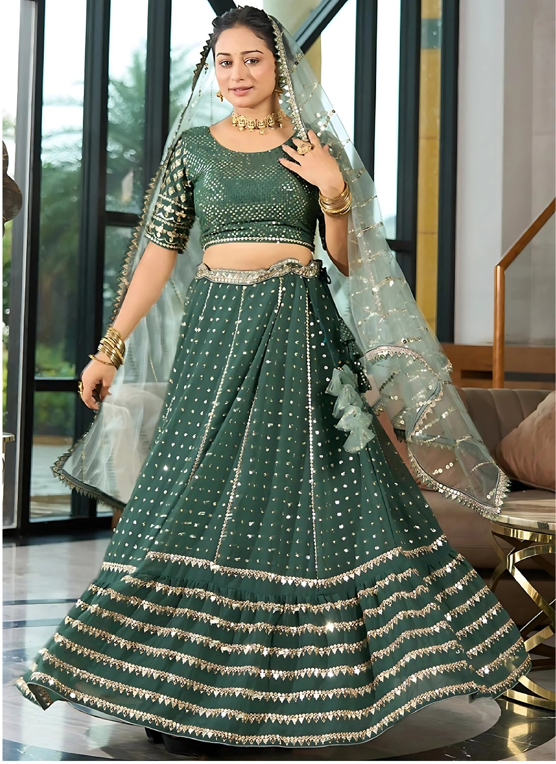 Lehenga Mart Designer Wedding Lehenga Choli For Women - Green - Distacart
