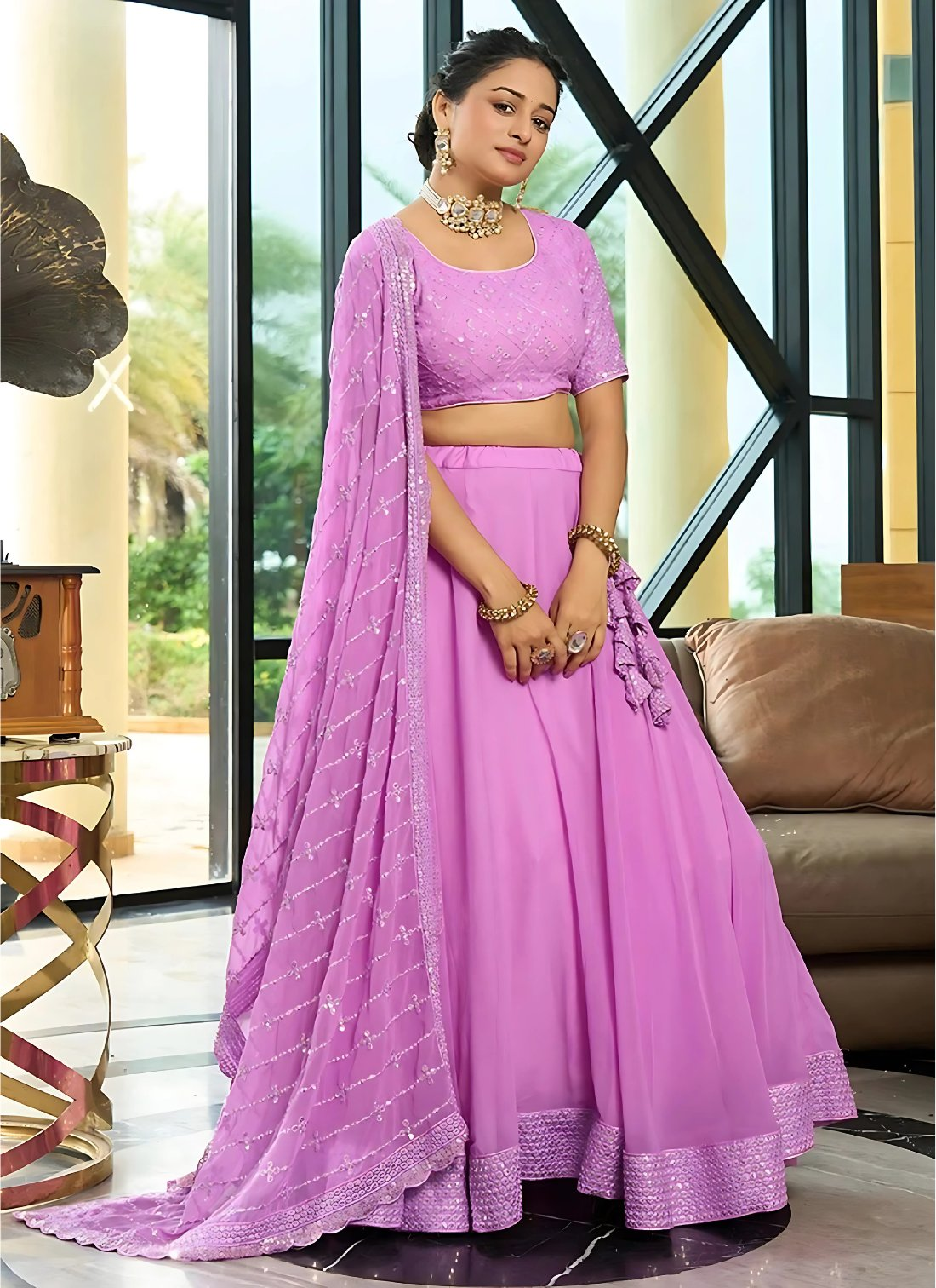 Lehenga Mart Designer Wedding Lehenga Choli For Women - Lavender - Distacart