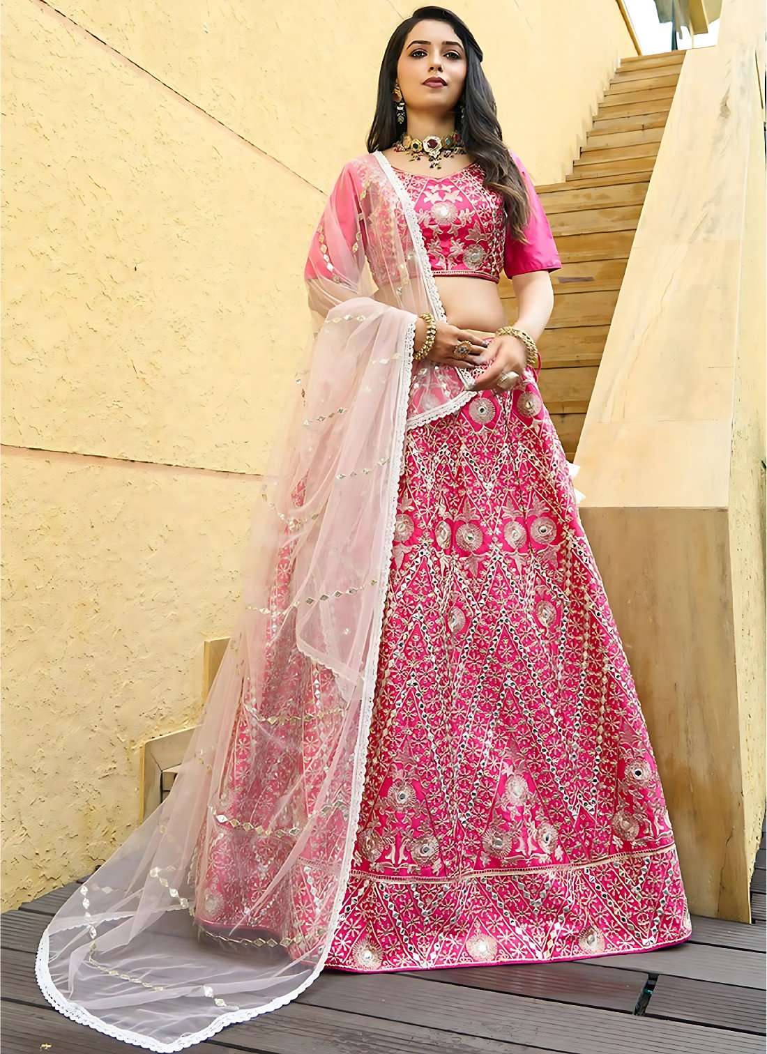 Lehenga Mart Designer Wedding Lehenga Choli For Women - Pink - Distacart
