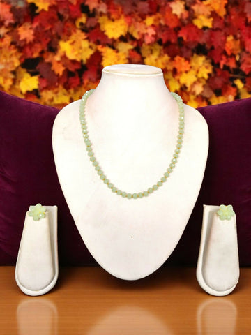 Inhanns Crystal Bloom – Single Line Necklace + Studs - Mint - Distacart