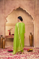 Thumbnail for BulBul Adab Muslin Green Kurta Set with Dupatta