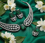 Thumbnail for Jewel City Stunning Green American Diamond Necklace Set - Distacart