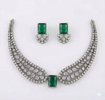 Thumbnail for Jewel City Stunning Green American Diamond Necklace Set - Distacart
