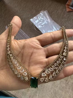 Thumbnail for Jewel City Stunning Green American Diamond Necklace Set - Distacart