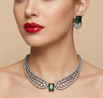 Thumbnail for Jewel City Stunning Green American Diamond Necklace Set - Distacart