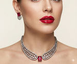 Thumbnail for Jewel City Party Wear Red American Diamond Necklace Set - Distacart