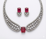 Thumbnail for Jewel City Party Wear Red American Diamond Necklace Set - Distacart