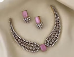 Thumbnail for Jewel City Pink American Diamond Necklace Set - Distacart
