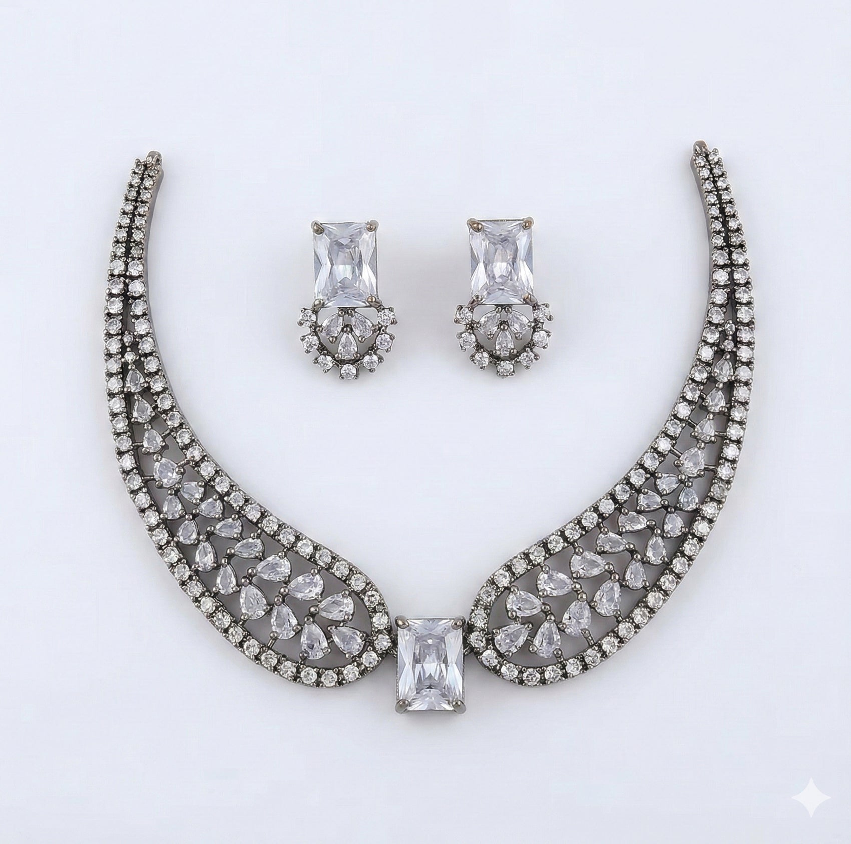 Jewel City White American Diamond Necklace Set - Distacart
