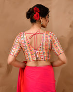 Thumbnail for Amodini Designer Studio Women's Multicolored Embroidered Blouse with sleeves - Distacart