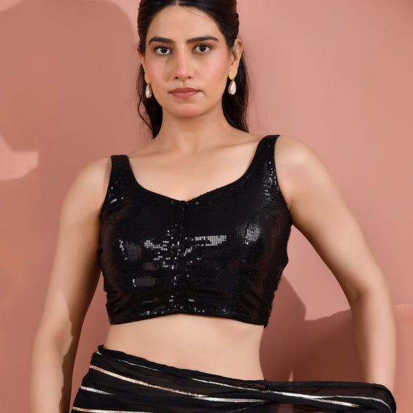 Amodini Designer Studio Women's Black Sequined Blouse - Distacart