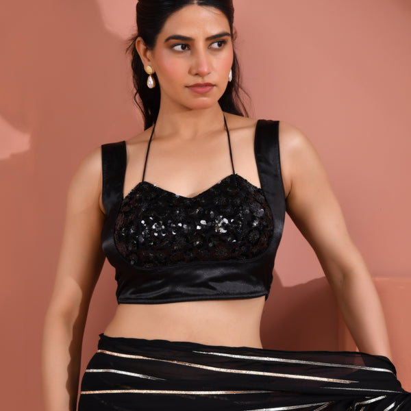 Amodini Designer Studio Women's Masaba cut black blouse - Distacart