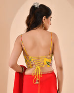 Thumbnail for Amodini Designer Studio Women's Organza Floral Handwork Corset Style Yellow Blouse - Distacart