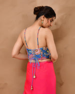 Thumbnail for Amodini Designer Studio Women's Organza Floral Handwork Corset Style Blue Blouse - Distacart
