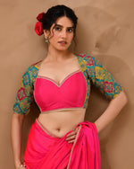Thumbnail for Amodini Designer Studio Women's Madhubala Style Pink Blouse With Sleeves - Distacart