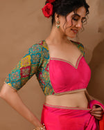Thumbnail for Amodini Designer Studio Women's Madhubala Style Pink Blouse With Sleeves - Distacart