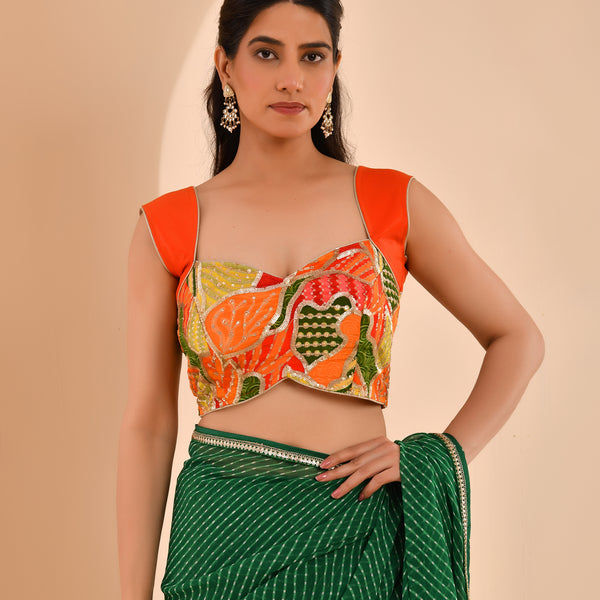 Amodini Designer Studio Women's Goblet Crepe Embroidered Orange Blouse - Distacart