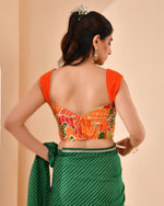 Thumbnail for Amodini Designer Studio Women's Goblet Crepe Embroidered Orange Blouse - Distacart