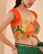 Thumbnail for Amodini Designer Studio Women's Goblet Crepe Embroidered Orange Blouse - Distacart