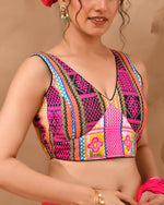 Thumbnail for Amodini Designer Studio Women's Black Multicoloured V Neck Jacquard Blouse - Distacart