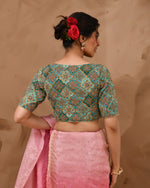 Thumbnail for Amodini Designer Studio Women's Aqua Geometric Pattern Embroidered Blouse - Distacart
