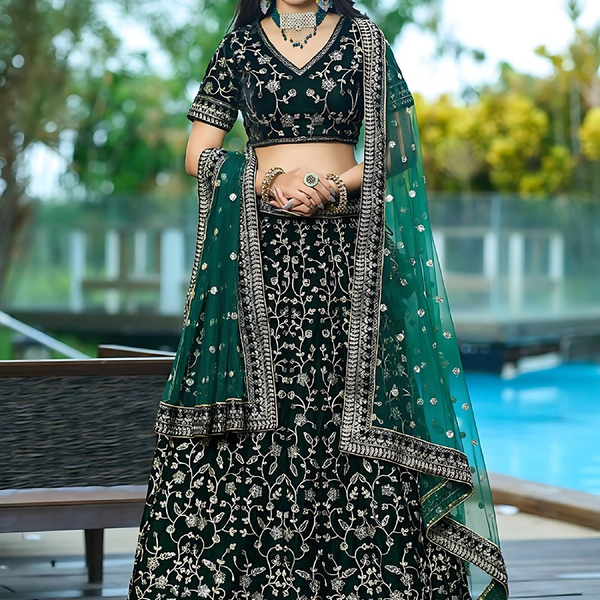 Lehenga Mart Designer Wedding Lehenga Choli For Women - Green - Distacart