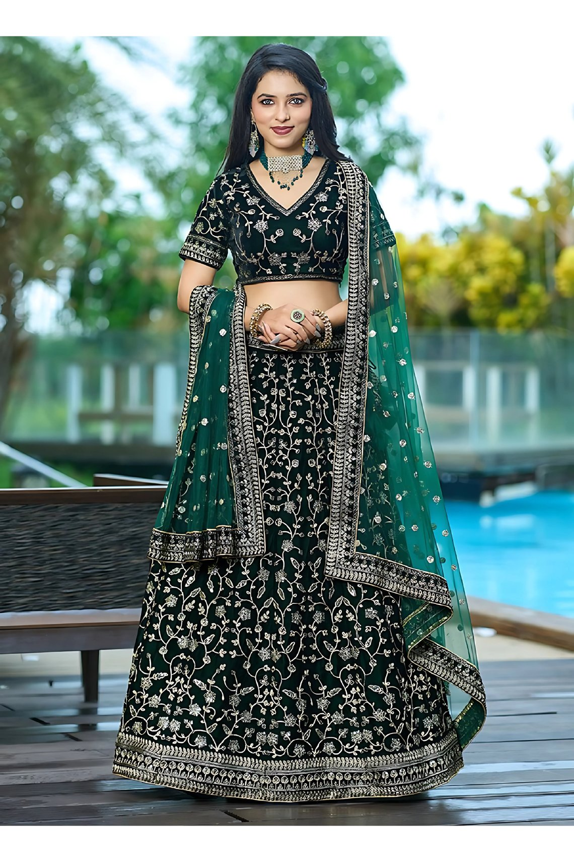 Lehenga Mart Designer Wedding Lehenga Choli For Women - Green - Distacart