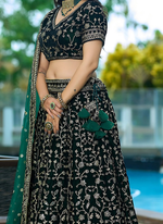 Thumbnail for Lehenga Mart Designer Wedding Lehenga Choli For Women - Green - Distacart