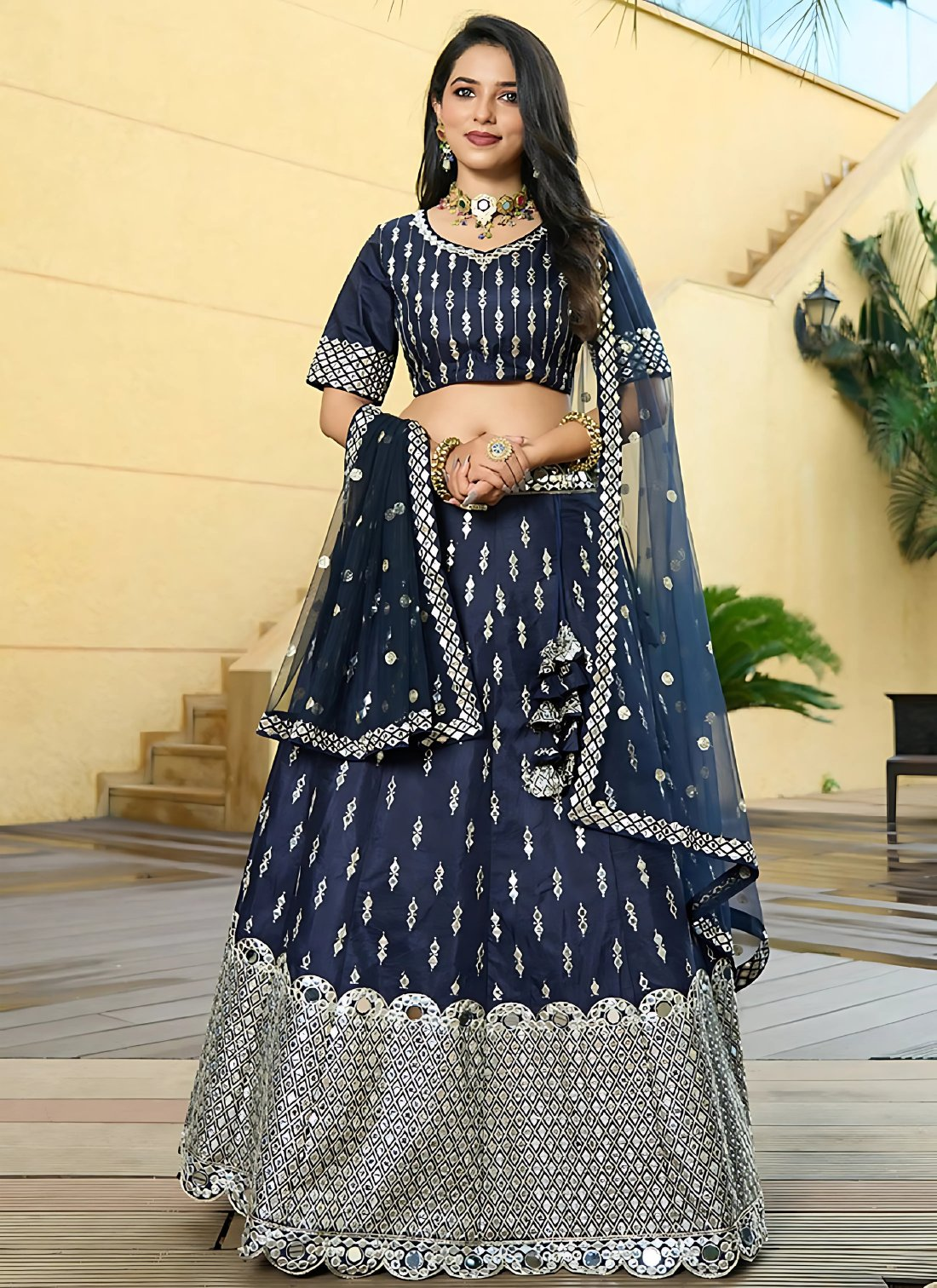 Lehenga Mart Designer Wedding Lehenga Choli For Women - Navy Blue - Distacart