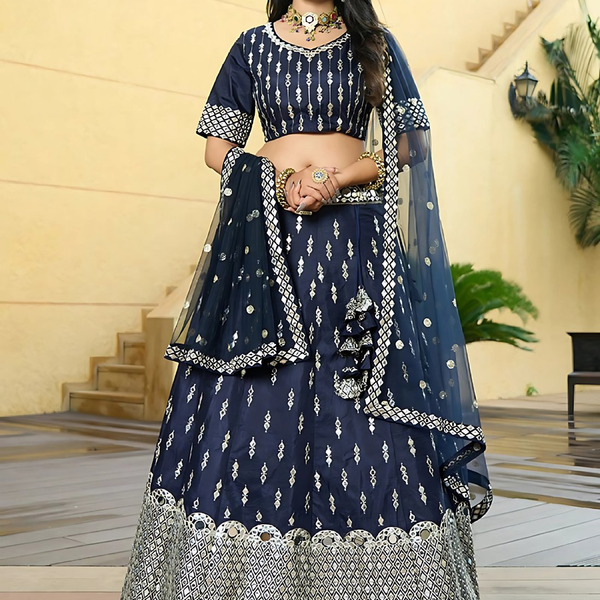 Lehenga Mart Designer Wedding Lehenga Choli For Women - Navy Blue - Distacart