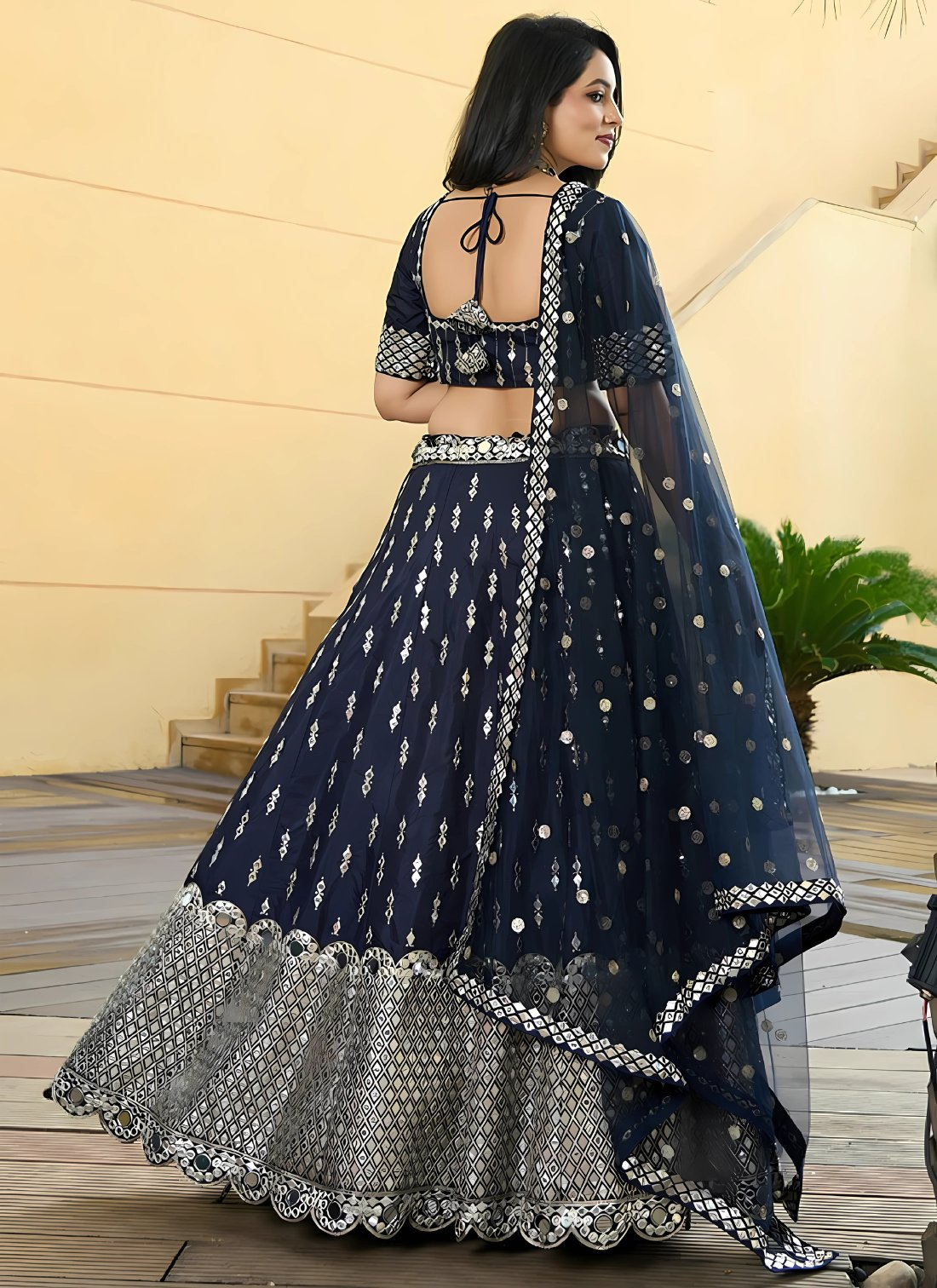 Lehenga Mart Designer Wedding Lehenga Choli For Women - Navy Blue - Distacart