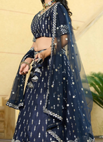 Thumbnail for Lehenga Mart Designer Wedding Lehenga Choli For Women - Navy Blue - Distacart