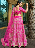 Thumbnail for Lehenga Mart Designer Wedding Lehenga Choli For Women - Pink - Distacart