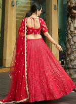Thumbnail for Lehenga Mart Designer Wedding Lehenga Choli For Women - Red - Distacart