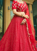 Thumbnail for Lehenga Mart Designer Wedding Lehenga Choli For Women - Red - Distacart