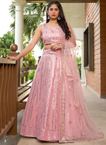 Thumbnail for Lehenga Mart Designer Wedding Lehenga Choli For Women - Baby Pink - Distacart