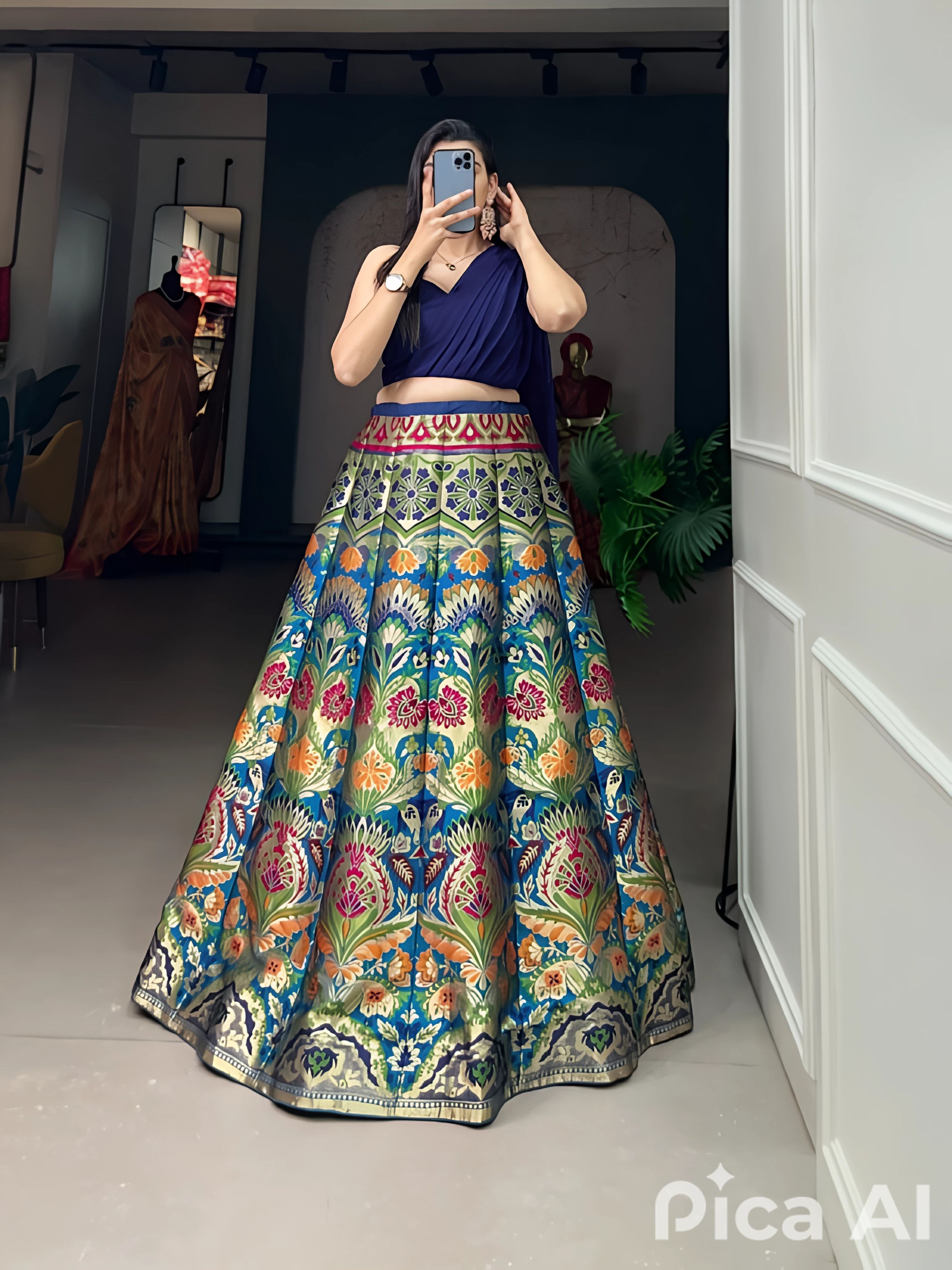 Lehenga Mart Designer Wedding Lehenga Choli For Women - Blue - Distacart